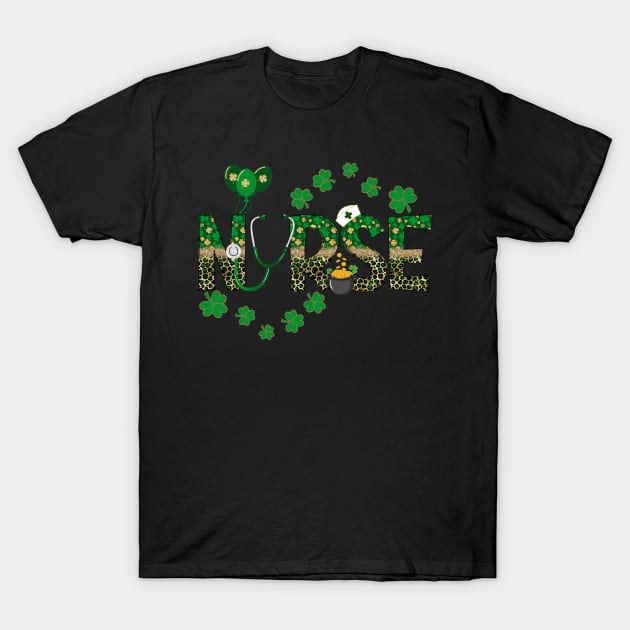 Nurse Stethoscope St. Patrick's Day Shamrock T-Shirt by jackofdreams22